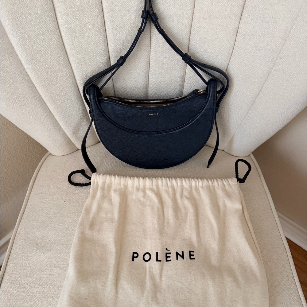 Polène Black Crescent Shoulder Bag